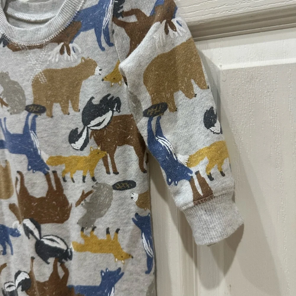 Carters Animal Print Kids 1 Piece Cozy Pjs With Snaps, Fuzy Soft Lining Inside